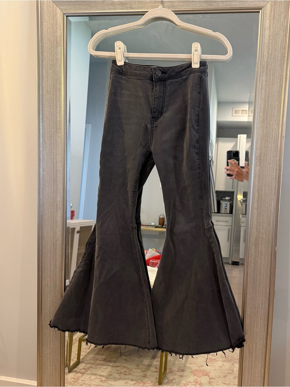 Free People Black Flare Wide Leg Jeans
